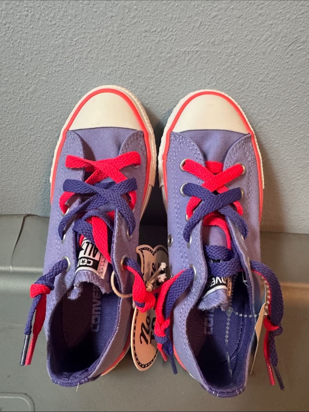 Converse Kids slip on Sneakers in Purple with Pink Accents